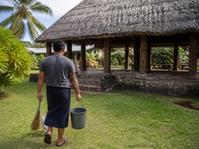 Example: a helper arriving at the fale